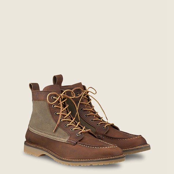 Botas Red Wing Heritage Hombre Marrom - Weekender Lona Moc - 6-Inchr Rough & Tough Cuero - 023-KOPAZ